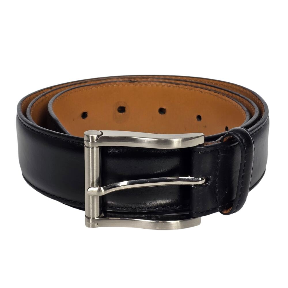 MAGNANNI PREMIUM BLACK SMOOTH LEATHER BELT – SILVER BUCKLE – MEN'S SIZE 36